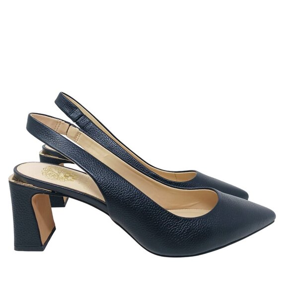 NEW Vince Camuto HAMDEN Black Leather Slingback Pumps Size 9.5M - Picture 1 of 10
